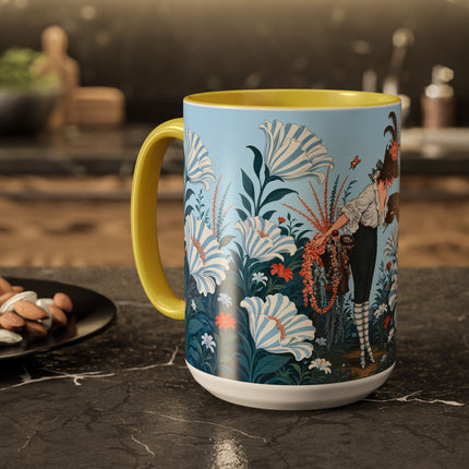 🎨💙 The Enchanted Garden Artist Colorful Mug – Art Deco Floral Whimsy