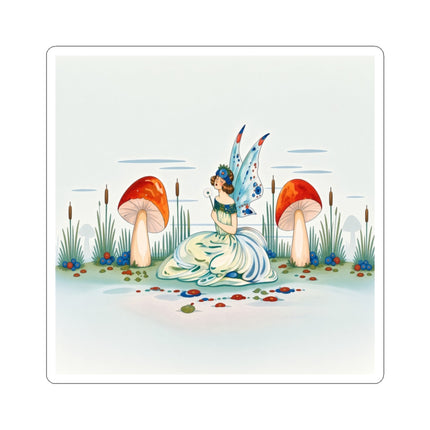 🧚🍄 The Fairy Of The Scarlet Mushrooms Kiss-Cut Stickers – Art Deco Woodland Fantasy