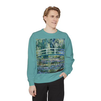 Water Lilies and Japanese Bridge by Claude Monet Unisex Garment-Dyed Sweatshirt