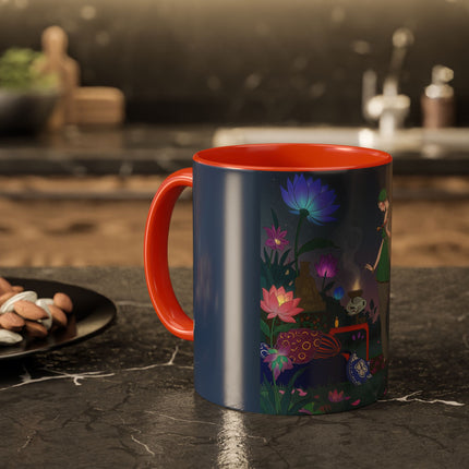 Moonlit Incense Ceremony Colorful Mugs – Art Deco Meditation Garden