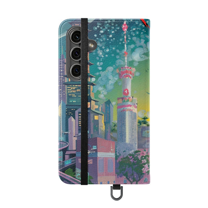 🦜⚡ Tech Plumes Flip Case – Neon Feathers & Futuristic Brilliance