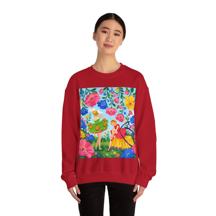 🌸🧚 The Fairies In The Flower Garden Crewneck Sweatshirt – Art Deco Floral Whimsy