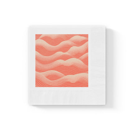 Hues of Orange and Beige Wave Pattern White Coined Napkins
