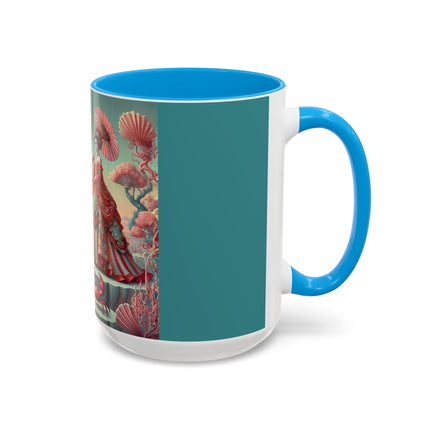 Cherry Blossom Courtesans & Crimson Crab Colorful Mug – Imperial Elegance & Playful Charm