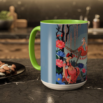 The Ladies Of The Enchanted Hammock Colorful Mugs – Art Deco Whimsical Garden Elegance