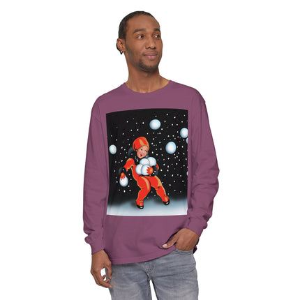 Festive Snowball Unisex Garment-dyed Long Sleeve T-Shirt