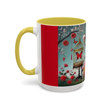 Reading in a Painted Garden Colorful Mugs (11oz, 15oz)