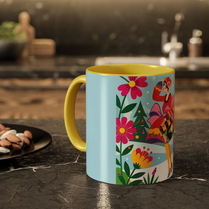 🌸🎄 Christmas In The Winter Garden Colorful Mug – Whimsical Holiday Fantasy