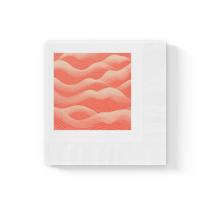 Hues of Orange and Beige Wave Pattern White Coined Napkins