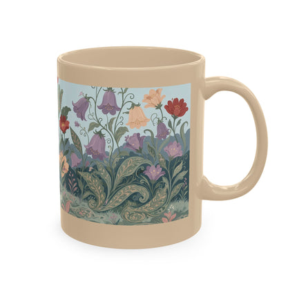 🐈🥾 The Lady & Puss In Boots In The Flower Garden Ceramic Mug – Art Deco Storybook Whimsy