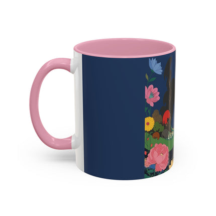 The Lady And The Crimson Moonbird Colorful Mugs – Art Deco Whimsical Garden Elegance
