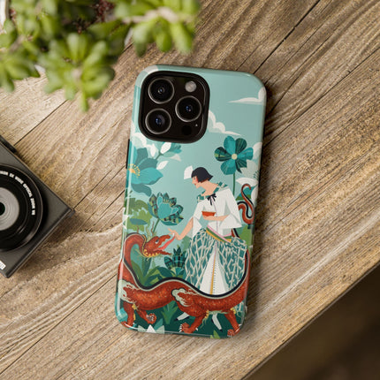 🐉🌿 The Dragon Keeper Phone Case – Art Deco Floral Fantasy