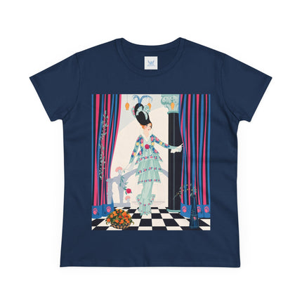 🌸🎭 The Lady Of The Garden Salon Cotton Tee – Art Deco Floral Elegance