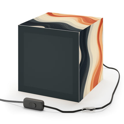 Wave Pattern in Hues of Beige, Orange, Grey, and Black Light Cube Lamp