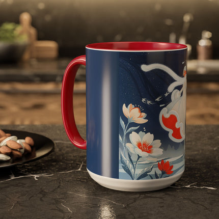 ❄️⛸️ The Winter Skater’s Flight Colorful Mug – Art Deco Floral Fantasy