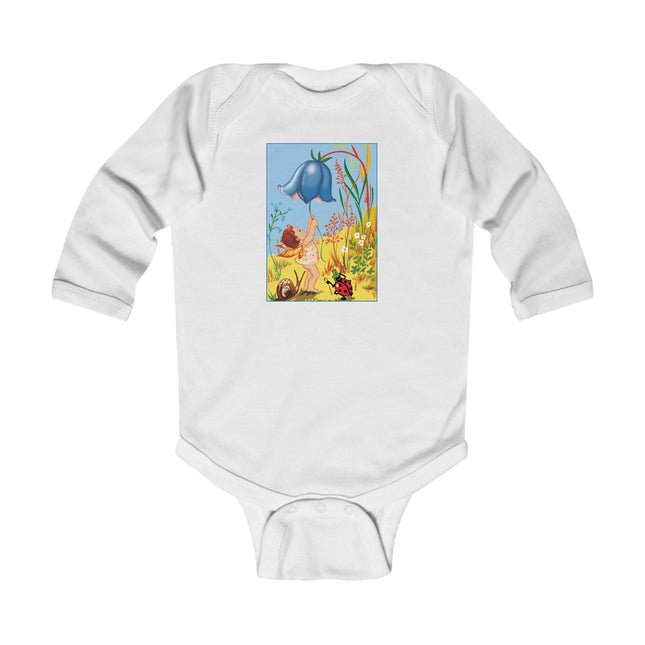 Whimsical Encounters: A Fairy’s Delight Long Sleeve Baby Bodysuit – Cozy Garden Magic