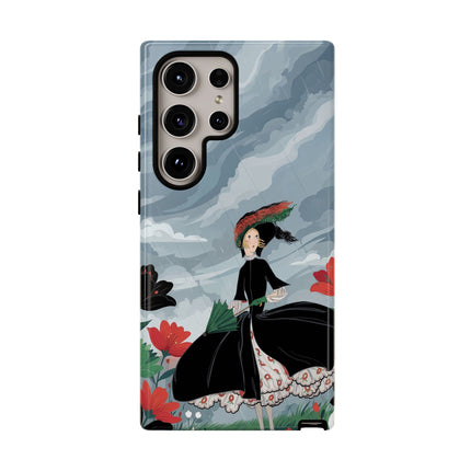 🌧️🌺 The Stormy Flower Walk Phone Case – Art Deco Floral Fashion