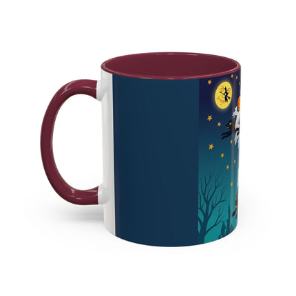 🐈‍⬛🎃 The Flying Black Cats Of Halloween Colorful Mug – Whimsical Storybook Charm