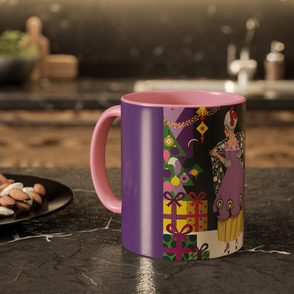 🎁✨ The Lavender Christmas Masquerade Colorful Mug – Art Deco Holiday Fantasy
