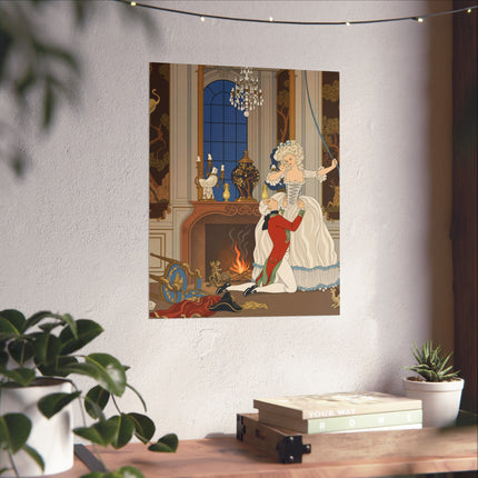 🔥🌹 L'Appât Matte Vertical Poster – George Barbier Art Deco Fireside Romance