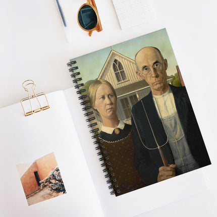 American Gothic by Grant Wood Spiral Notebook - Ruled Line