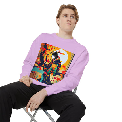 Black Cat in Kimono Unisex Garment-Dyed Sweatshirt