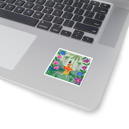 🦜🌺 The Parrot Dancer Kiss-Cut Stickers – Art Deco Tropical Whimsy