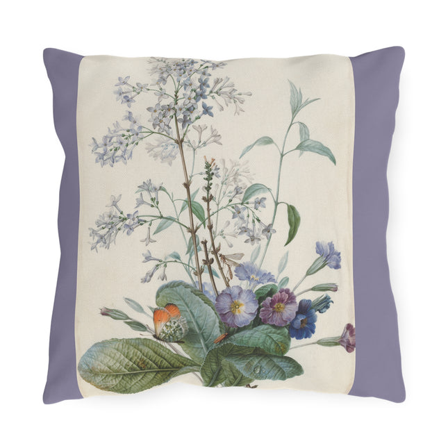 A Bouquet of Flowers with Insects by Pierre Joseph Redouté Outdoor Pillows