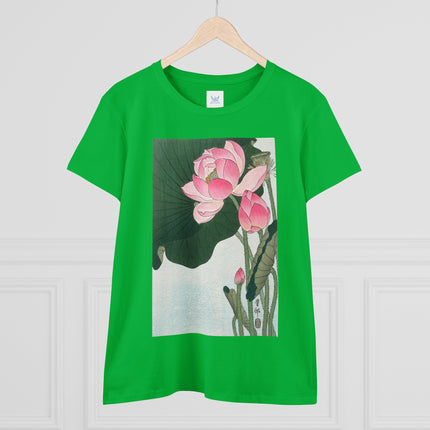 Blooming Lotus Flowers by Ohara Koson Women's Midweight Cotton Tee