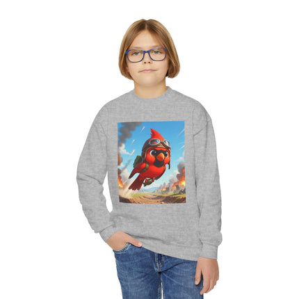 Cardinal Dive Bomber Youth Crewneck Sweatshirt – Action, Courage & High-Flying Adventure