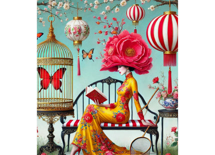 Reading In A Painted Garden Matte Vertical Posters