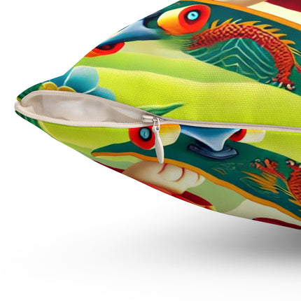 Dragon Dance on Wheels Spun Polyester Square Pillow
