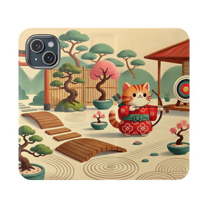 🏹🌸 Archer Kitten in the Zen Garden Flip Case – Focus, Whimsy & Zen Balance