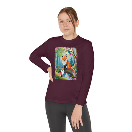 Mischievous Fox Youth Long Sleeve Competitor Tee – Woodland Fun & Storybook Adventure