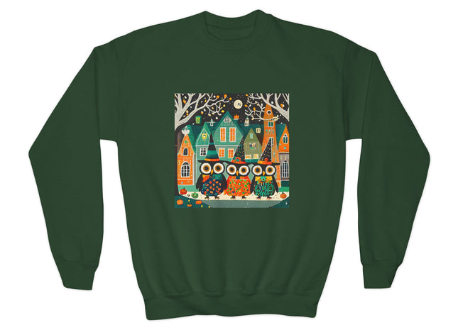 Night of the Trick-or-Treating Owlets Youth Crewneck Sweatshirt