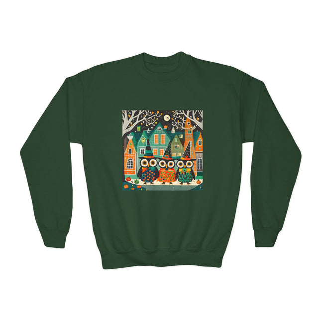 Night of the Trick-or-Treating Owlets Youth Crewneck Sweatshirt
