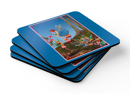 Periwinkle Painting the Petals by Ida Outhwaite Corkwood Coaster Set