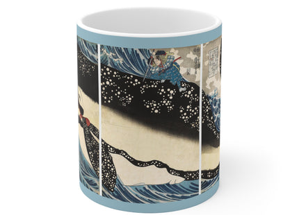 Miyamoto no Musashi Attacking the Giant Whale by Utagawa Kuniyoshi Ceramic Mug 11oz