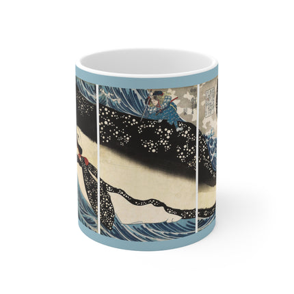 Miyamoto no Musashi Attacking the Giant Whale by Utagawa Kuniyoshi Ceramic Mug 11oz