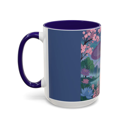 The Lady Of The Cherry Blossoms Colorful Mugs – Art Deco Spring Elegance