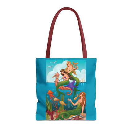 Three Mermaids with Strings of Pearls by Carlo Chiostri Tote Bag (AOP)