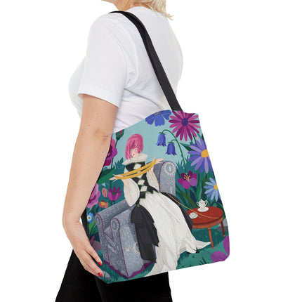 🌹🧶 The Lady Of The Golden Yarn Tote Bag – Art Deco Floral Elegance
