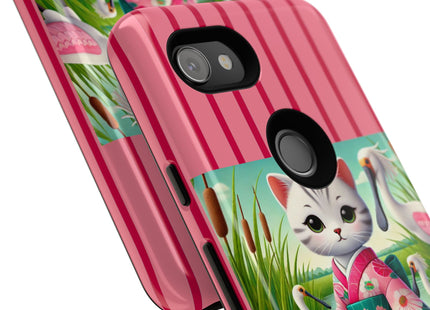 Geisha Kitten Strolls Among the Spoonbills Phone Cases