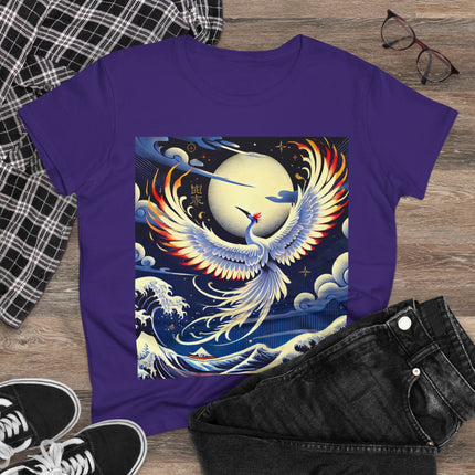 Majestic White Crane Cotton Tee