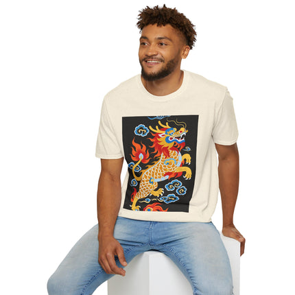 🐅🔥 The Golden Fire Tiger Softstyle T-Shirt – Celestial Flames & Eastern Fantasy