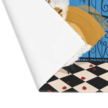 🎭🌹 The Lady At The Masquerade Gates Placemat – Art Deco Fashion Illustration