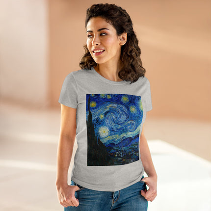 The Starry Night by Vincent Van Gogh Women's Midweight Cotton Tee