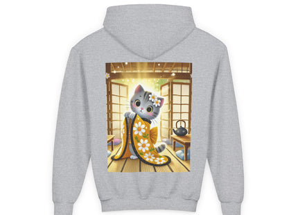 Playful Kitten in the Tea Room Youth Heavy Blend Hooded Sweatshirt