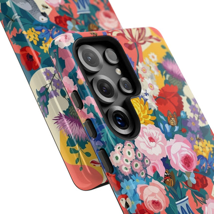 Floral Vanitas Phone Case – Parrot & Porcelain Splendor