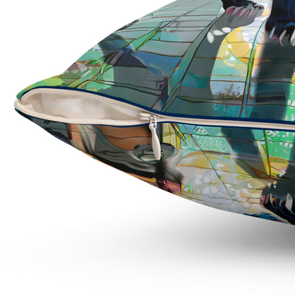 Cyber Panther's Hunt Spun Polyester Square Pillow
